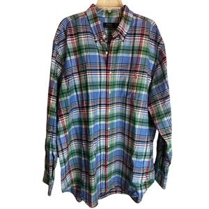 Polo Ralph Lauren Mens 2XLT Plaid Button Down Shirt Blue Green Multi Color Tall